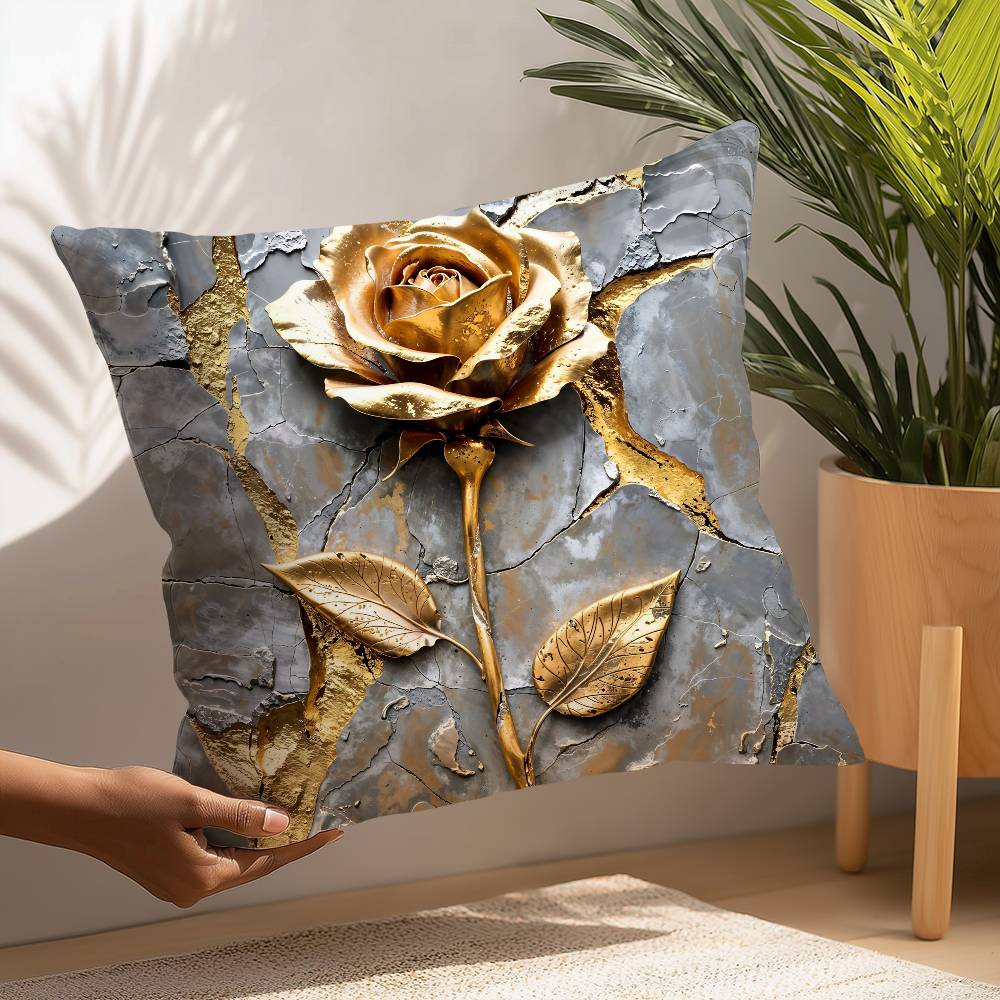 Golden Tree And Moon Abstract Painting Pillow Case Sofa Decorative Home Double-sided Printing Short Plush Cushion Pillow Cover