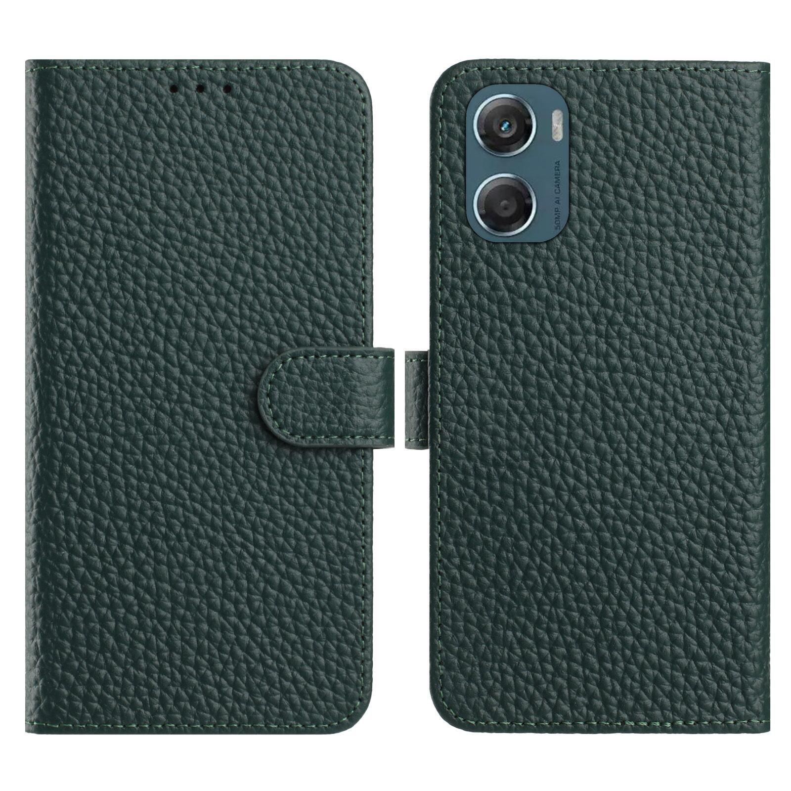 

For Motorola Moto G06 4G Case Wallet Stand Litchi Texture Genuine Cow Leather Flip Phone Cover