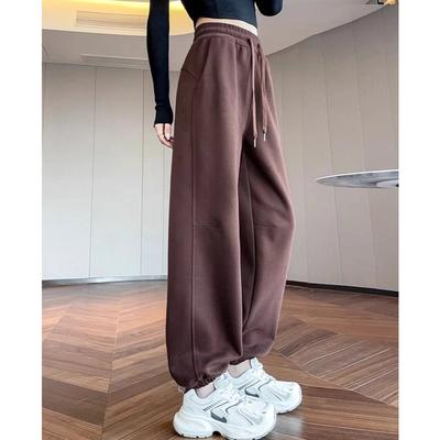 Tying Trousers Women In Spring and Autumn New Loose Straight Lantern Casual High-waist Slim Waist Pants