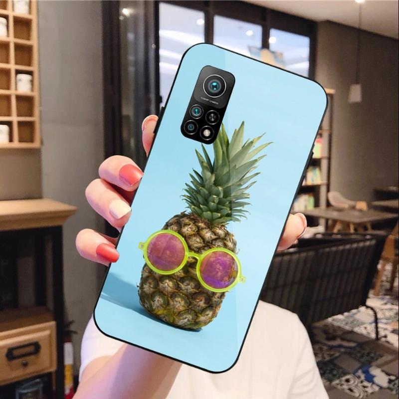 Etui na telefon Summer Beach Fruit Pineapple do Xiaomi 12 11T 10 9 Redmi Note 11 10 10S Pro Redmi 9 9A 8 czarne szkło PC