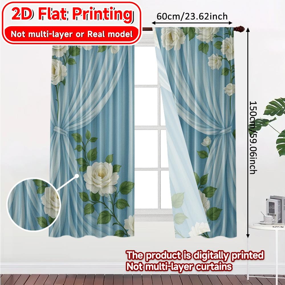 2D Flat Printing  2pcs Dreamy Oasis Print Modern Curtains Durable 100% Polyester Fabric Curtains Decorations Outdoor Perfect for