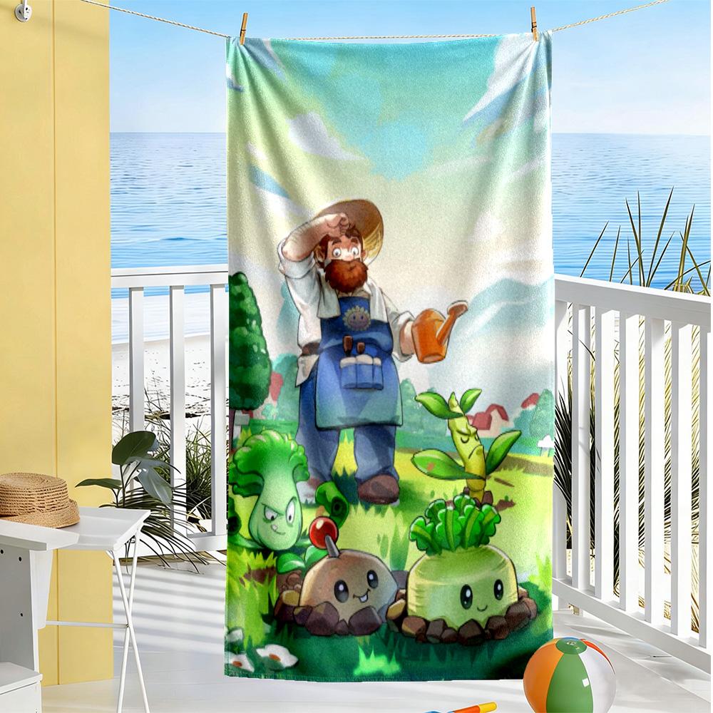 Plants Vs. Zombies Beach Towel Super Soft Microfiber Quickdry Fabric Comfortable Lightweight
