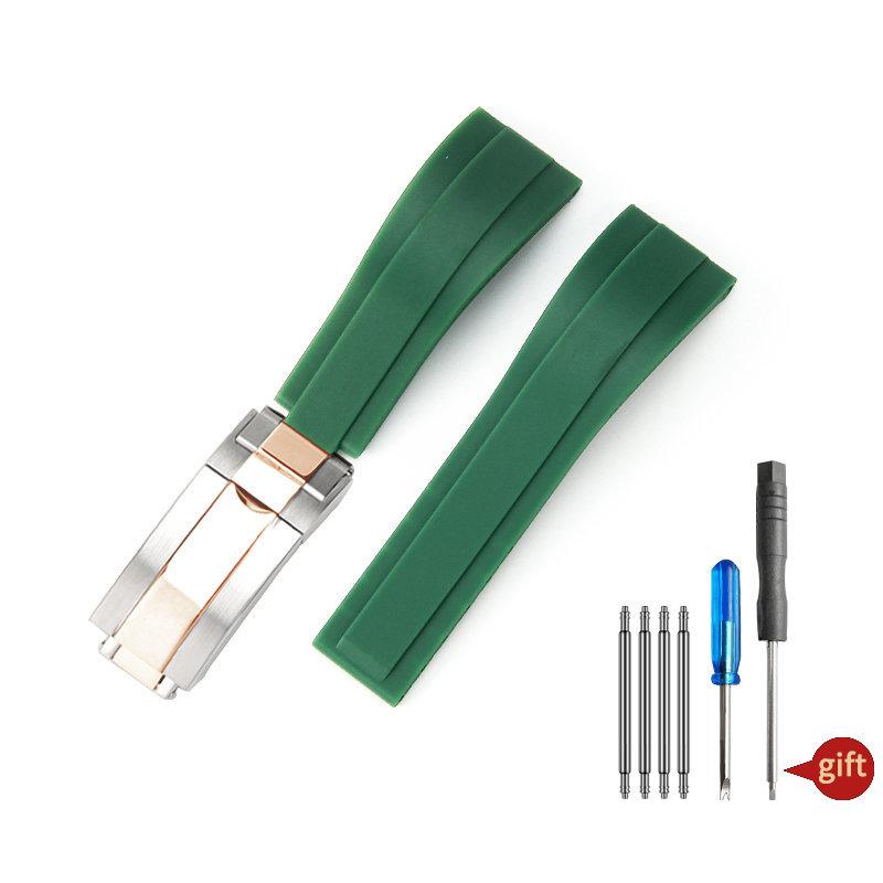 Watchband 20mm Nature Soft Silicone Rubber Watchband For Rolex Watch Strap Daytona Submariner GMT OYSTERFLEX Bracelet Folding Buckle