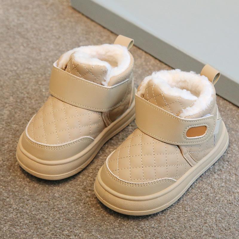 

Детские зимние ботинки, Детские сноубутсы, Детская обувь для мальчиков и девочек, Короткие ботинки с низким голенищем, Толстые водонепроницаемые ботинки 24 коричневый