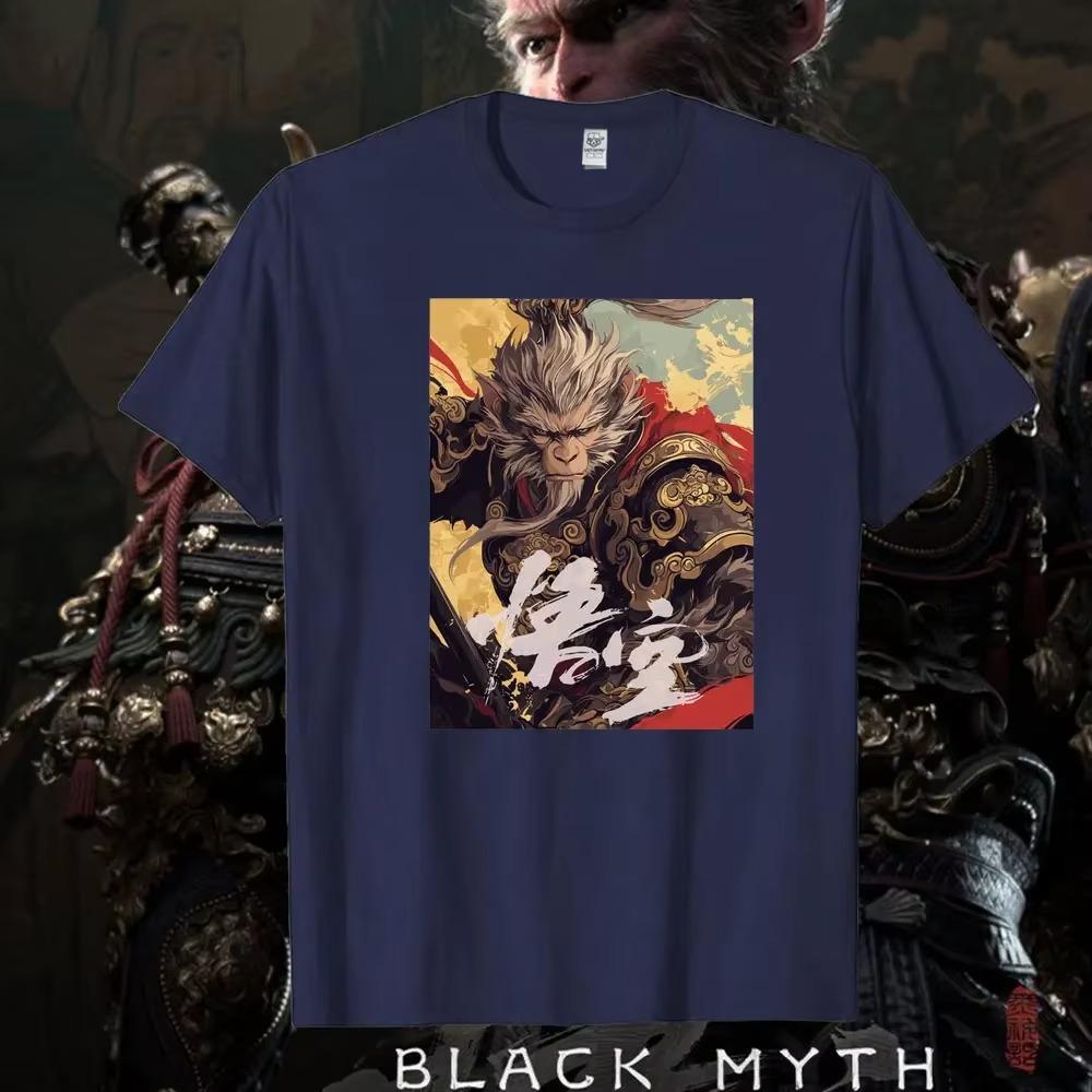 Black Myth Wukong Retro 90's Men's T-shirt Black Myth Wukong Games Unisex Summer Short Sleeve Cotton T-shirt Tops