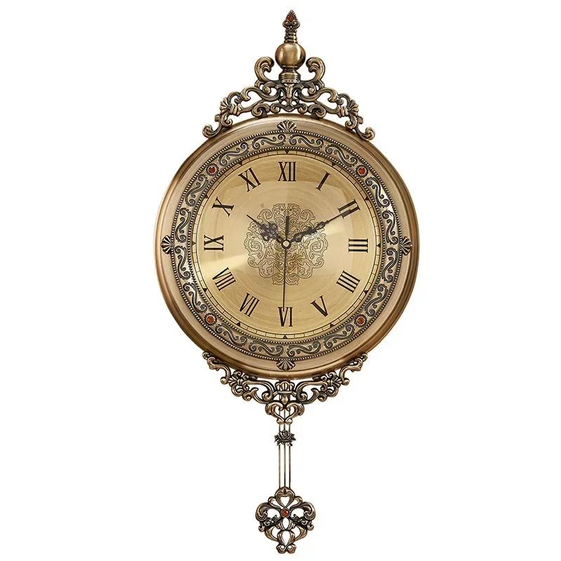 Metal European clock wall clock living room home fashion personality creative simple Nordic American retro pocket watch G7G5X1