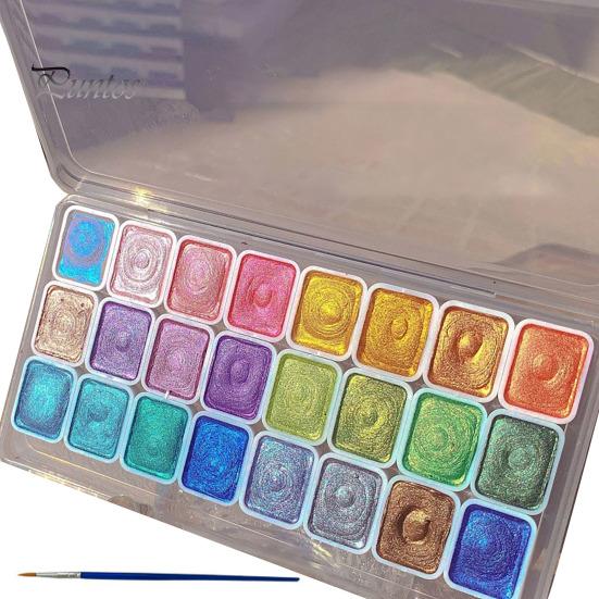 20/24 Colors Watercolor Paint Set Seamless Blending High Transparency Fine Pigment Distribution Natural Gum Portable Palette