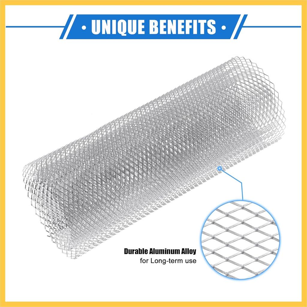 Car Grill Mesh, 40"x13" 12x6mm Rhombic Hole Car Pickup Truck Grille Mesh Sheet Air Intake Insert Universal for Car Multifunctional Aluminum Alloy