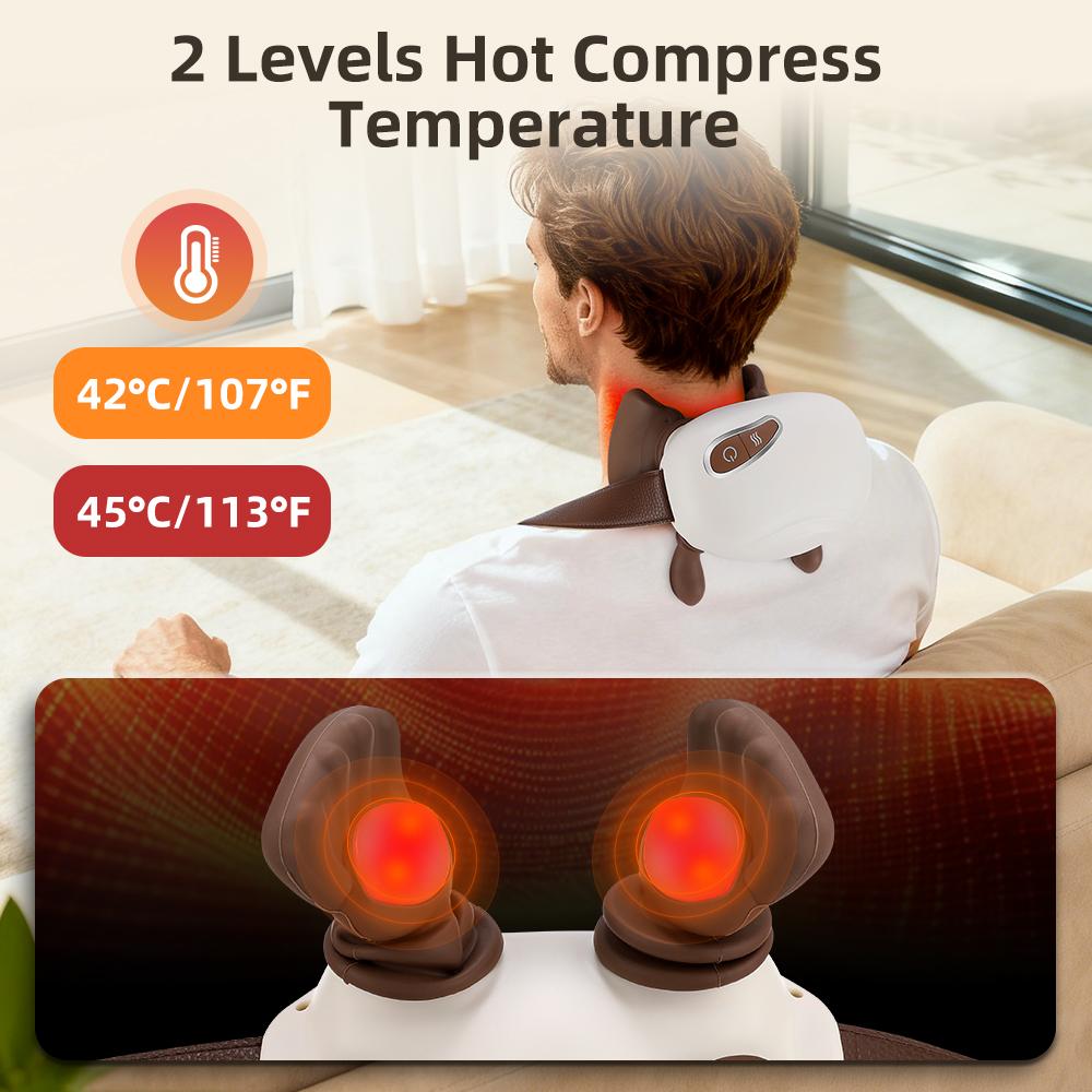 Electric Bionic Neck Shoulder Massager with 3 Level Mode Heated Kneading Muscle Relaxation Back Massage Pillow Full Body Use