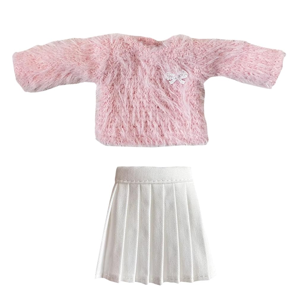 Rakulifey Blythe Clothes Sweater Neo Blythe Outfit Set Outfit Skirt Clothes Compatible with Obitsu 24 Dolls (Pink)