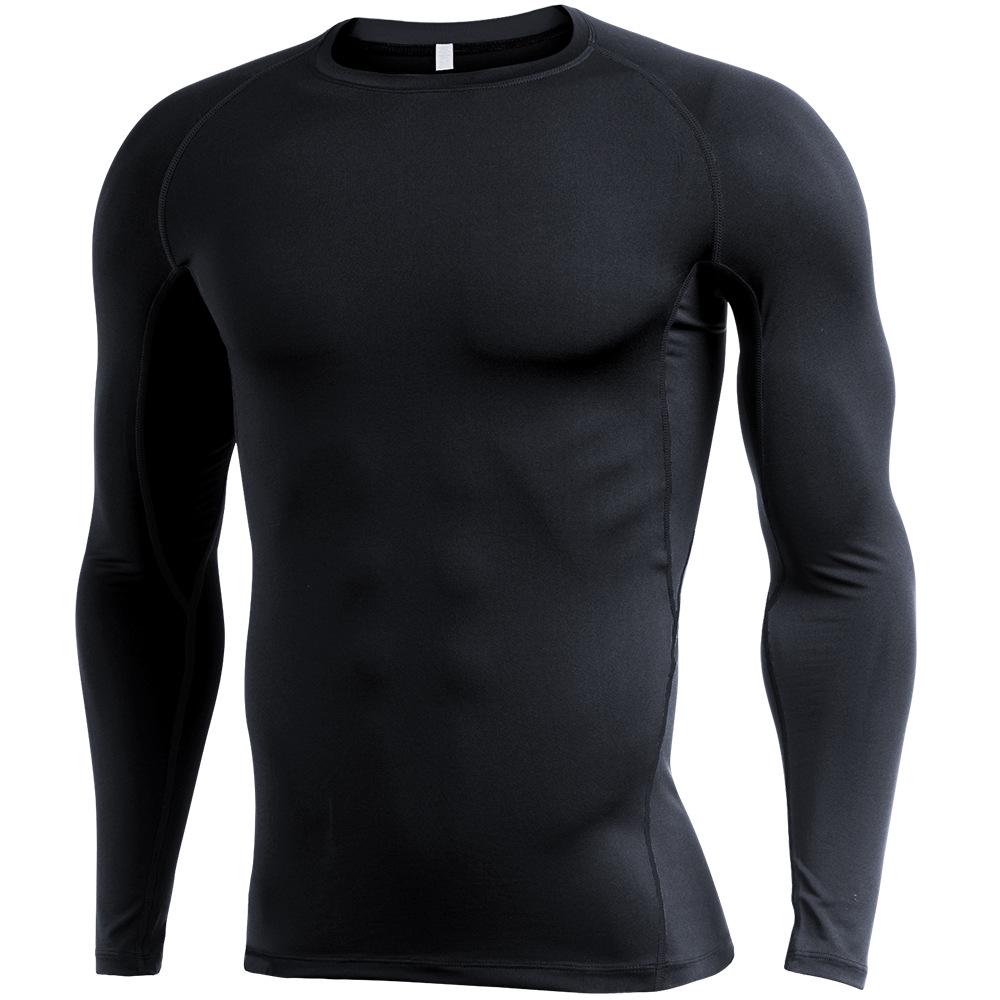 Men's Silk Grid High-Neck Performance T-Shirt - Elastic, Quick-Dry, Long-Sleeve for Autumn/Winter Running.