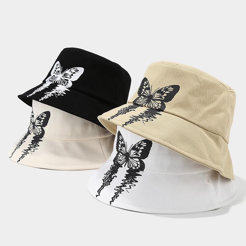 Trend brand positioning butterfly fashion bucket hat women's summer shopping visor male personality basin hat tide