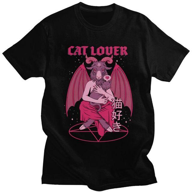 Man T Shirt Funny Baphomet Evil Satan Demon Tops Male Women Harajuku Cartoon GraphicTee Lucifer Goat Tshirt Short Sleeved Tees
