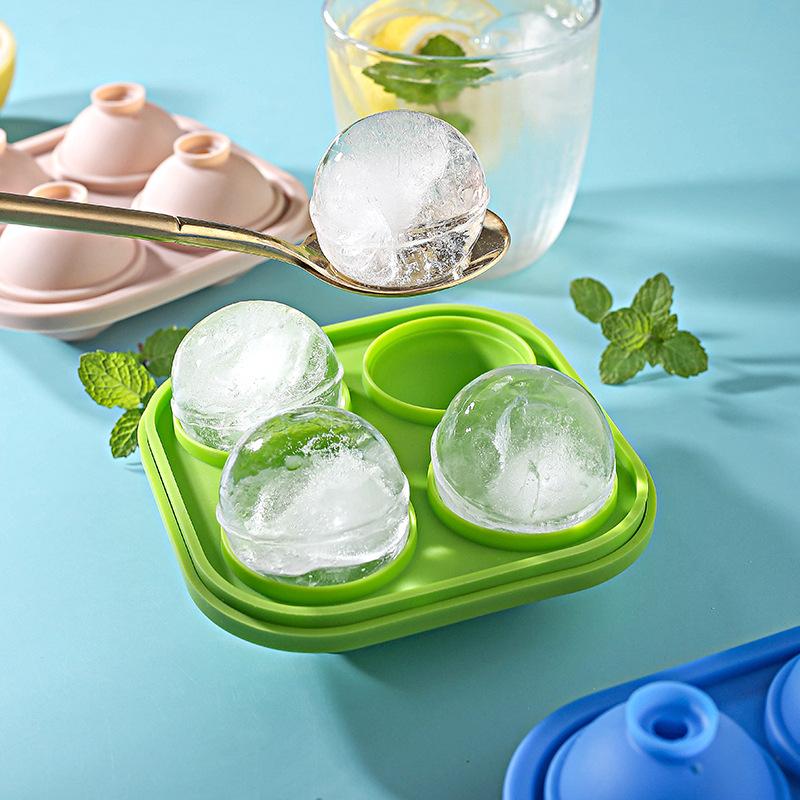 Summer Silicone Ice Compartment 4-hole with Lid Rose Diamond Ice Cube Film Ice Hockey Whisky DIY Ice Film