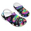 White EVA Clogs with Feather Leaf Print, Lightweight Slip On Garden Shoes, Breathable Beach Sandals, Indoor Outdoor Slippers for Men Women