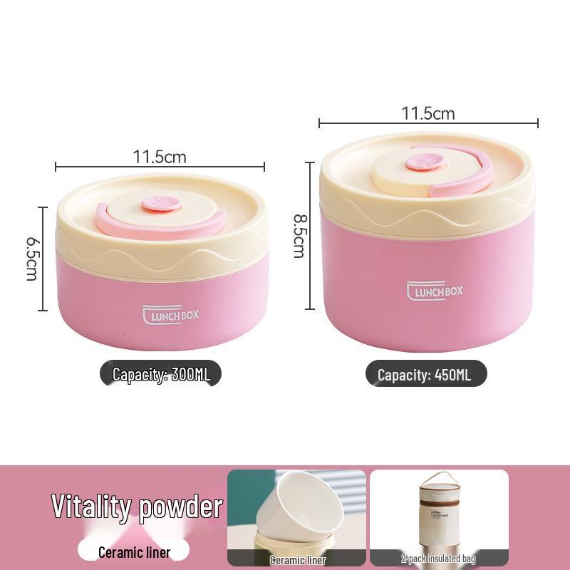 Microwaveable Insulated Ceramic Bento Lunch Box - Portable, Multi-Layer for Students and Office Workers