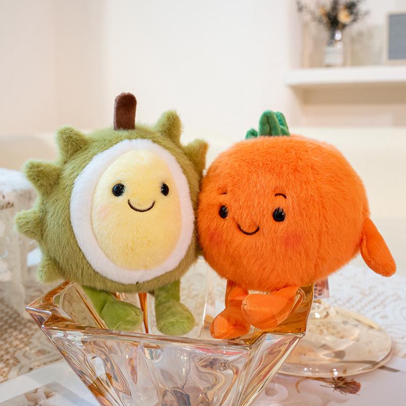 Simulation Fruits Plush Toy Durian Persimmon Peach Mangosteen Sweet Melon Dragon Fruit Soft Stuffed Pendant Doll Funny Gifts