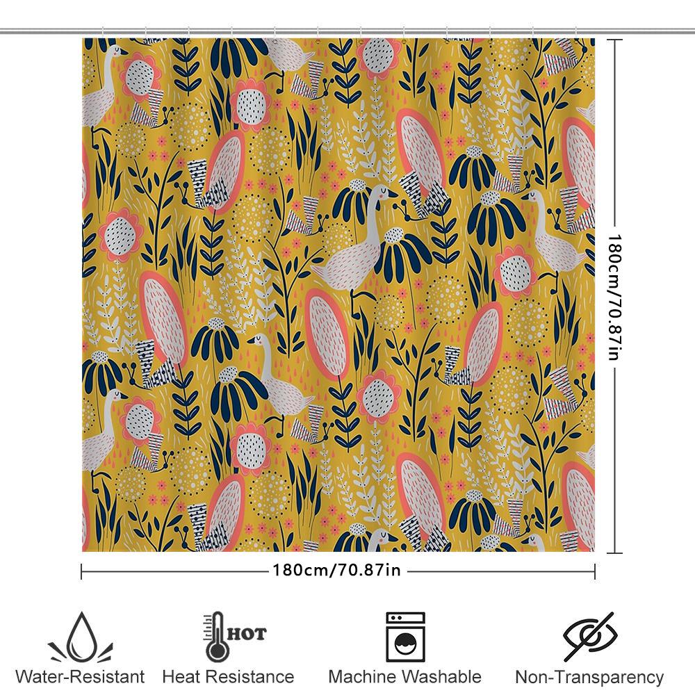 Boho Shower Curtain Nature Botanical Floral Pattern Bathroom Decor Farmhouse Style Modern Abstract Art Home Textile Waterproof L