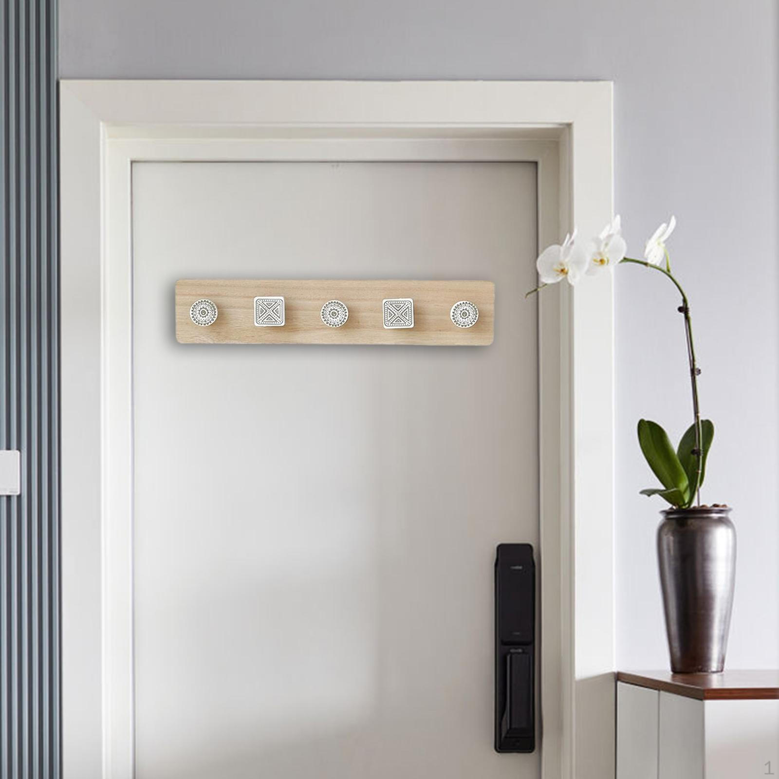 

Вешалка для пальто, настенное крепление, винтажный стиль, скандинавский держатель для ключей, дверная вешалка для халата, куртки 5 Hook 48cmx10cm