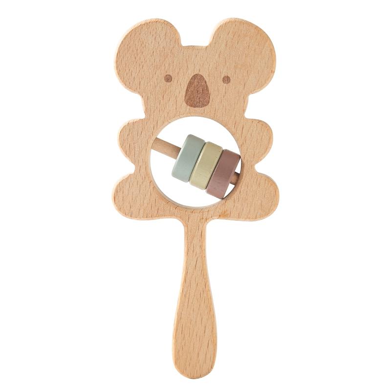 Baby Toys 0 12 Months Wooden Rattle Sensory Toys For Baby Montessori Baby Stroller Cartoon Koala Hand Bell Infant Wooden Teether