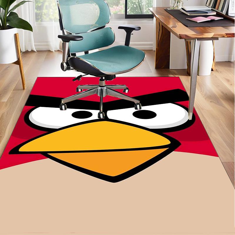 Red Birds Characters Collage Office Rug Chair Mat, Game Carpet, Suitable for Front Door, Bedroom, Living Room, Desk, Holiday Gift