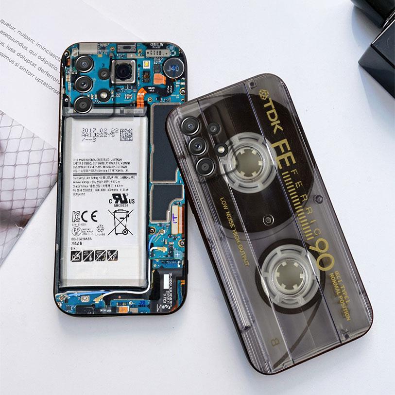 Cassette Music Tapes Circuit Board Camera Case For Samsung Galaxy S24 FE S25 Ultra A05 A06 A12 A13 A16 A26 A35 A36 A56 A55 Cover