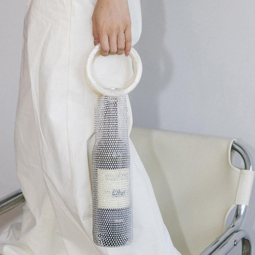 750ml Sparkly Wine Tote Sparkly Reusable Wine Carrier Bag Sturdy Handle Wine Bottle Protective Travel Bag For Wedding Gifts