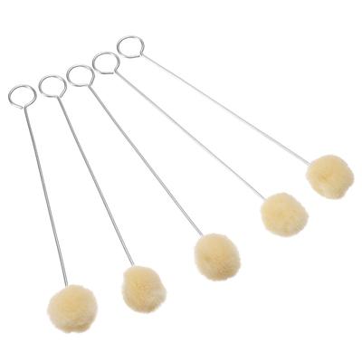 20pcs 12.5cm Wool Ball Brush DIY Daubers Assisted Dyeing Round Wools Brush with Metal Handle for Textile Leather Leather Tool