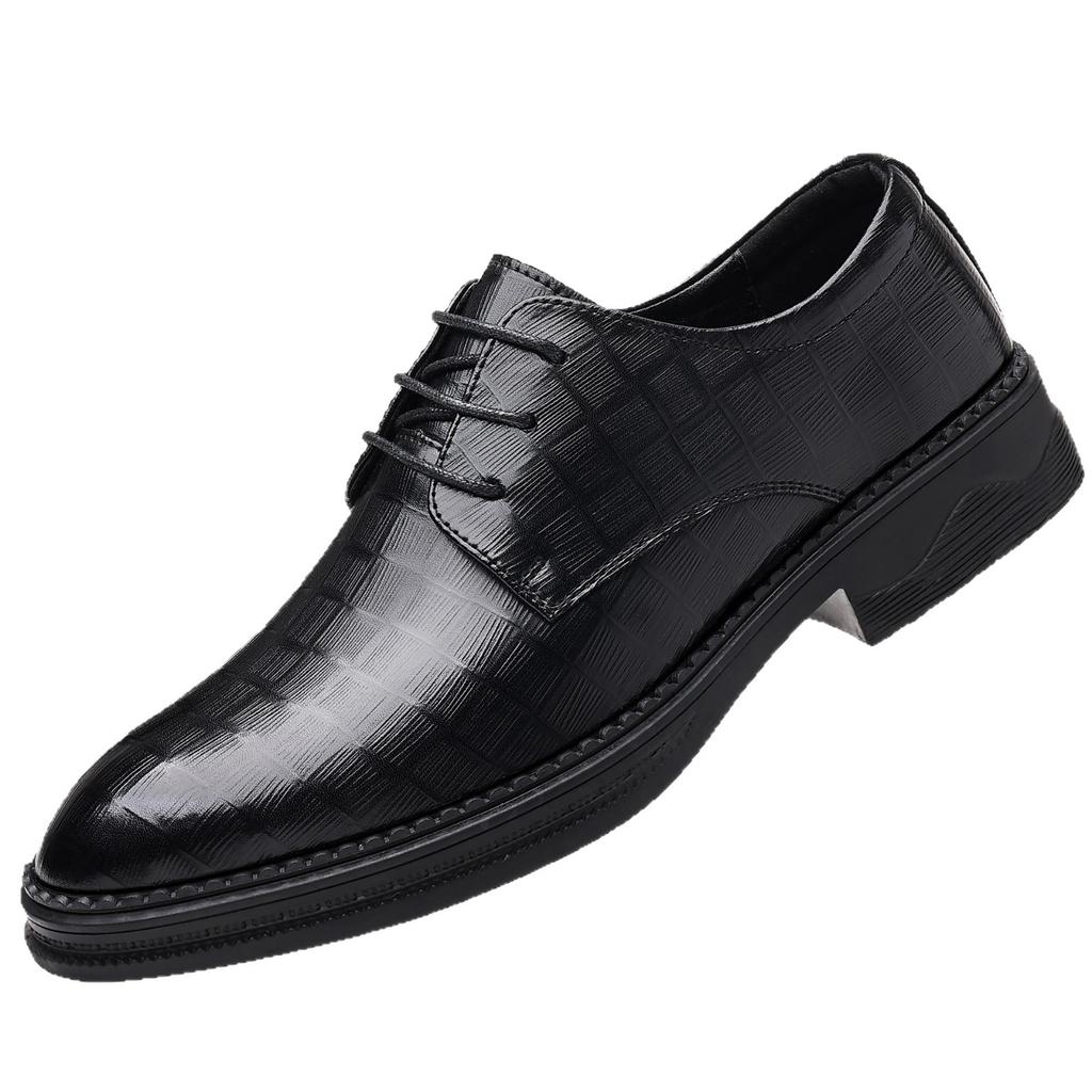 Spring Leather Shoes Men's Business Dress Genuine Leather Soft Sole Pointed Black Leather Shoes