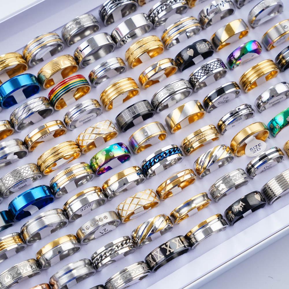 20 Stück/Los Mode Herz Streifen Edelstahl Liebesringe Für Männer Frauen Mix Stil Party Geschenke Schmuck Zubehör