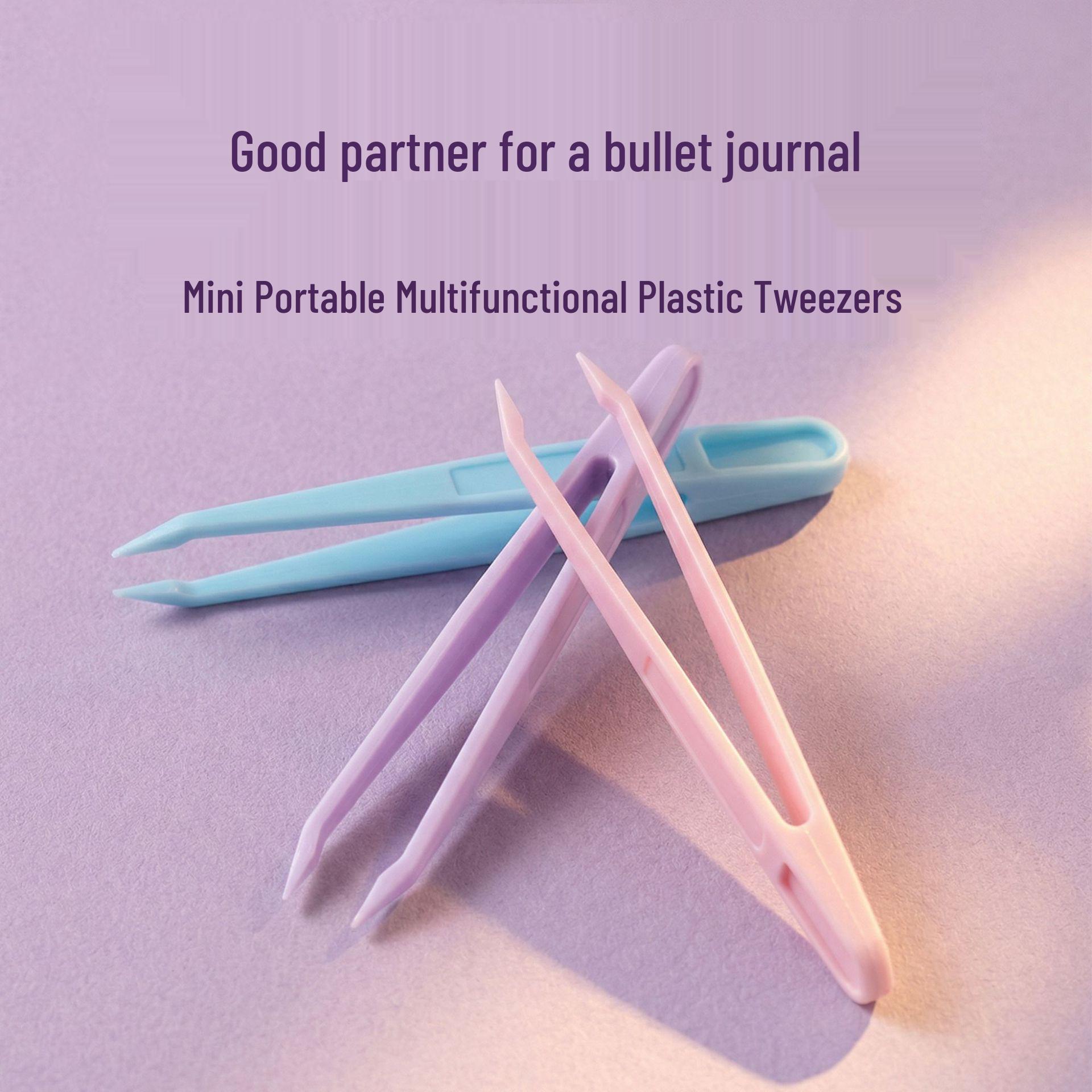 

Handmade Journal Stickers Set with Colored Clips & Small Macaron Tweezers for DIY & Nail Art Macaron Pink Thick Plastic Tweezers