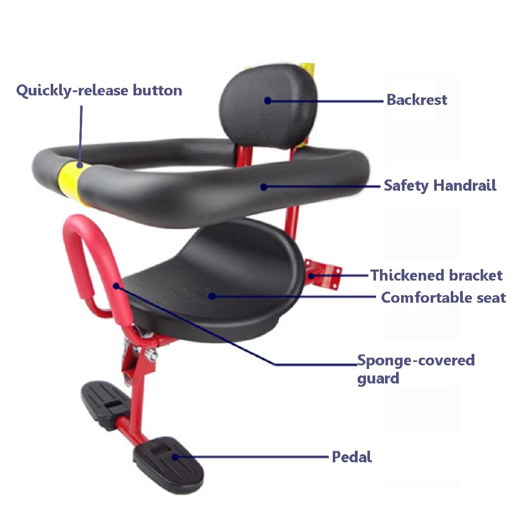 Kids Bicycle Carrier Child Toodler bicycle carrier Front Seat Outdoor Cycling Red+Black Universal Bicycle Baby Chair
