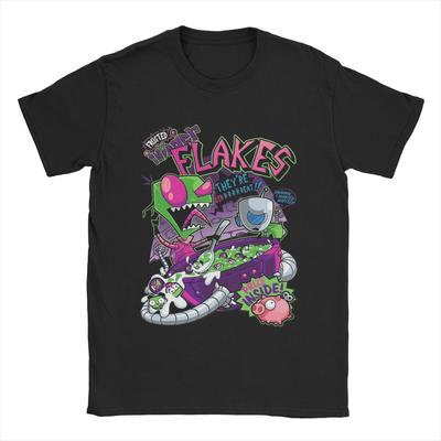 Novelty Invader Flakes Invader Zim T-Shirts for Men 100% Cotton T Shirts Short Sleeve Tee Shirt Graphic Printed Clothes
