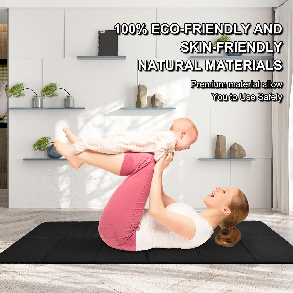 Iodoo Sammenleggbar Yoga x x Ekstra Tykk og Sammenleggbar Yogamatte for Reise med Lerret Bære TPE Trenings Pilates Matte Matte, 72"L 32"B 0.32", Bred, Veske,