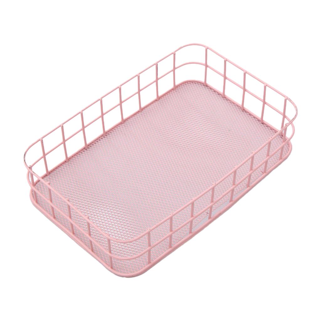 Cold Rolled Steel Storage Basket Nordic Geometric Cutout Desktop Organizer For Cosmetics Office Supplies Bathroom Vanity