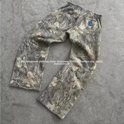 2024 American Distressed Camouflage Casual Washed Straight Pants