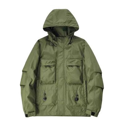 Veste coupe-vent ample à capuche pour homme, grande taille, décontractée, multi-poches, pour l'extérieur