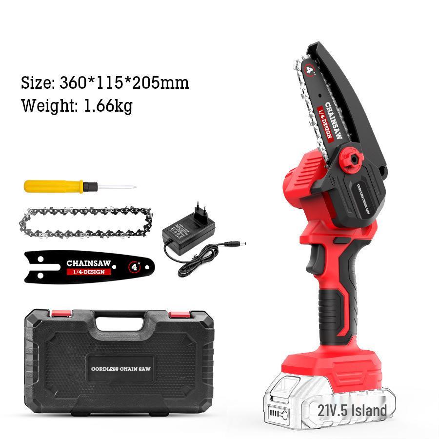 6-inch Cordless Electric Chainsaw with Rubberized Grip, Lithium Battery-Powered, Mini Woodworking & Logging Saw for Garden Tools