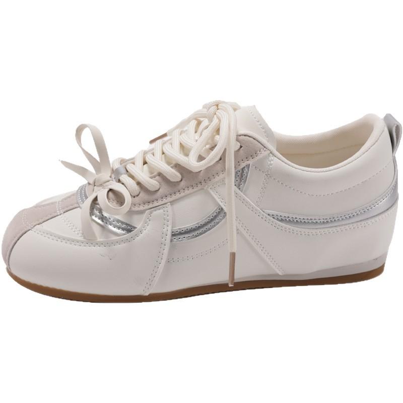 Silver Inner Height Increase Flat Bottom German Training Shoes Women's Shoes 2025 New Spring and Autumn Leisure Sports Board Shoes Forrest Gump Shoes