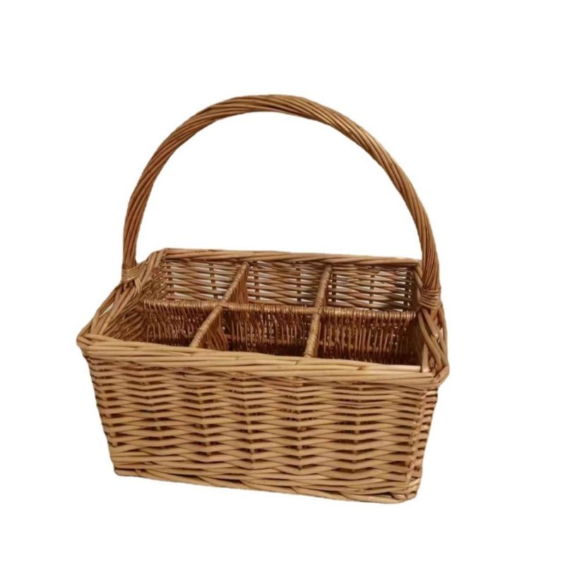

Elegant Wicker Picnics Basket With Folding Handle Large Capacity Basket for Camping Trip 1