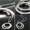Damenmode Doppelkreise Strassbesetzt Lange Kette Halskette Schmuck Geschenk