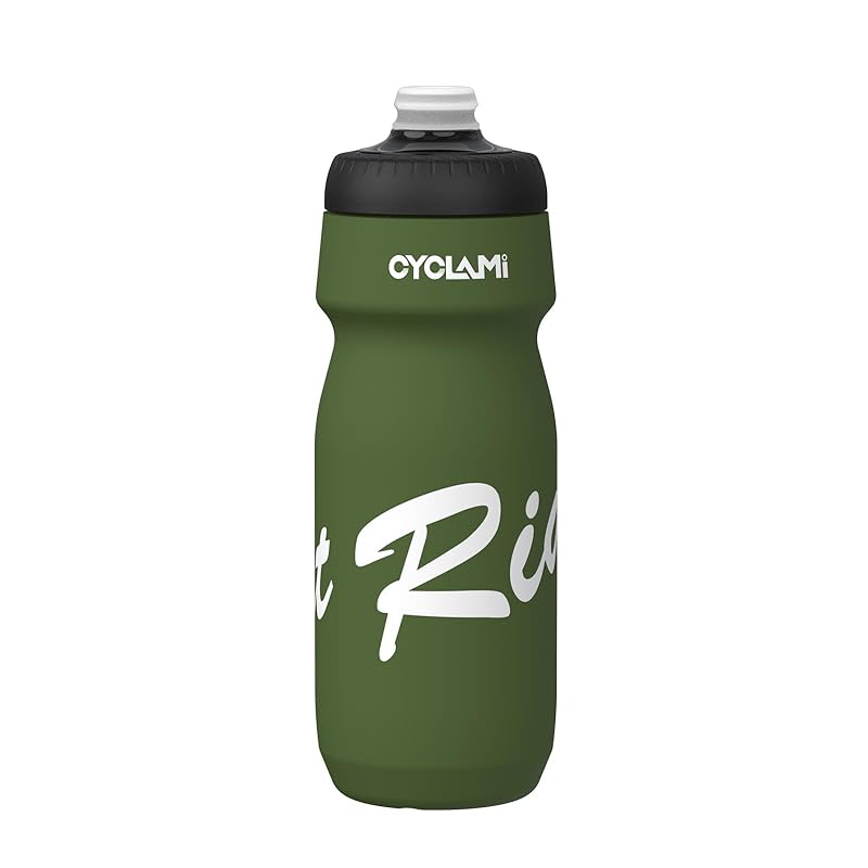 CYCLAMI Bicycle Drink Bottle, Squeeze Bottle, Cycling, Sports, Outdoors, Road Bike, Leak-Proof, 650ml, 61.8g (Green 2)