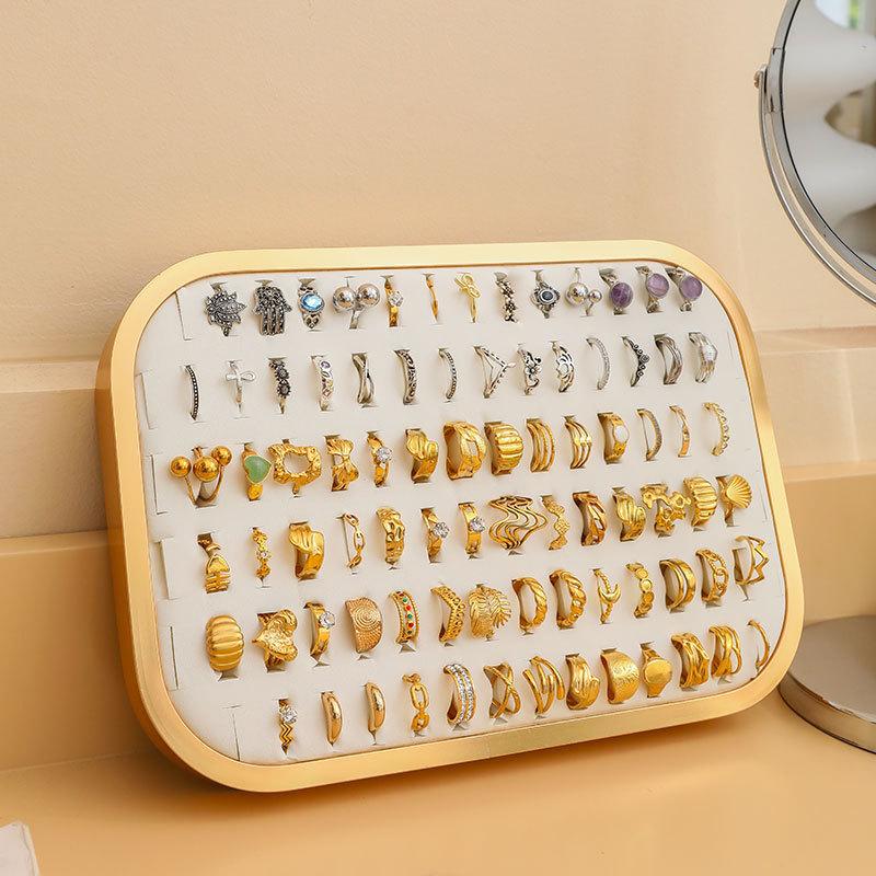 Luxury Metal Velvet Rings Earrings Organizer Ear Studs Jewelry Display Stand Holder Display Tray Home Decoration Display Cabinet