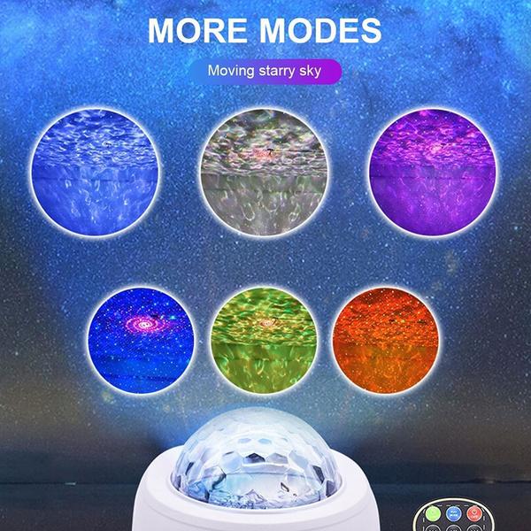 Bluetooth Star Projector Night Light Voice & Remote Control 32 Lighting Modes Built-in Music Player Star Galaxy Ocean Wave Projection Lamp Decor