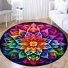 Rainbow Mandala Round Rug, Flower of Life Sacred Geometry Design, Colorful Spiritual Carpet for Meditation Yoga Decor