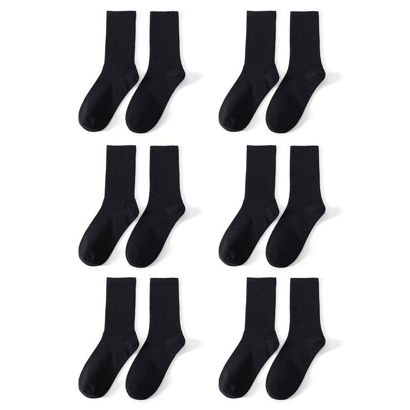6/12 Paar Mittelhohe Socken für Herren Einfarbig in Weiß und Schwarz Streetwear Harajuku Mode Atmungsaktive und Lässige Socken