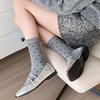 24 Autumn Straight Cotton Socks Women'S Polka Dot Solid Color Stacking Socks Lace College Long Socks Women'S Socks