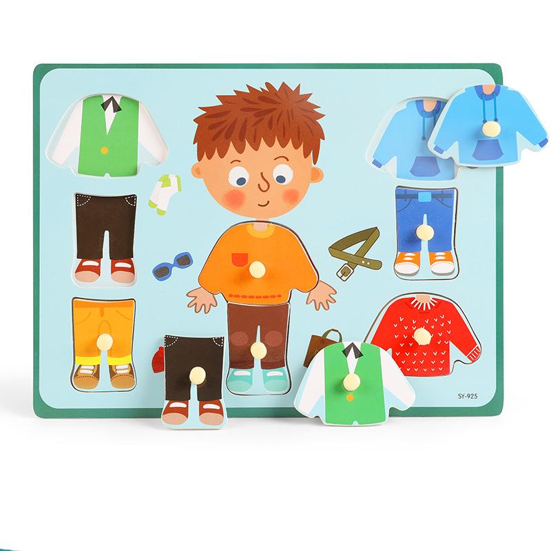 Baby 3D Wooden Puzzles Board Cartoon Animal Traffic Wood Puzzle Toys Cognitive Matching Grip Board Game Educational Toys Gifts