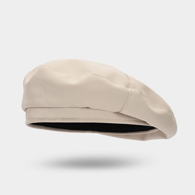 

Women Solid color Vintage News Hat for British Style Beret Cap бежевый
