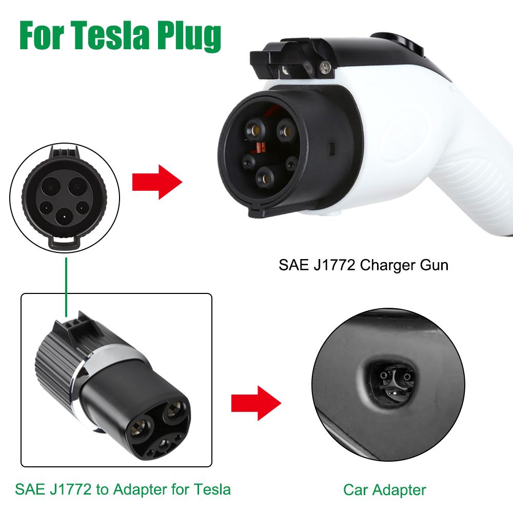 Electric Vehicle Charging Connector SAE J1772 To Teslas Model X Y 3 S EV Charger Adaptor Type 1 Conversion Gun Socket Accessory